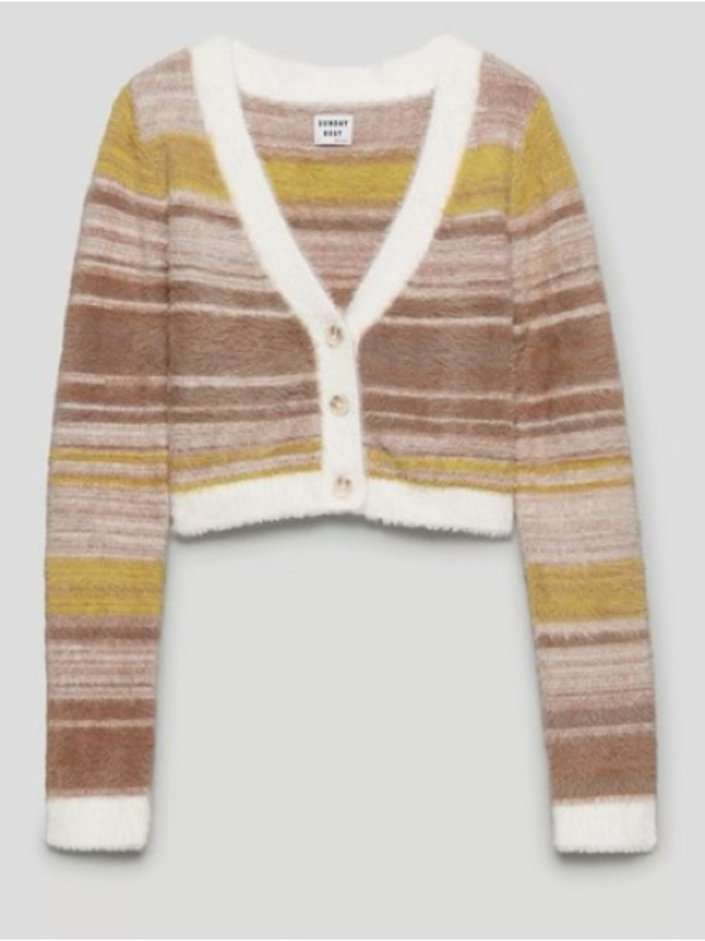 Aritzia Sunday Best Reese Cropped Cardigan in a Fuzzy Stripe Pattern Size Medium